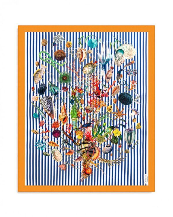 Orange Sarong With Blue Stripes A'mmare